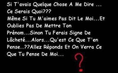 REPONDAIS FRANCHEMENT PLUS VOTRE PRENOM